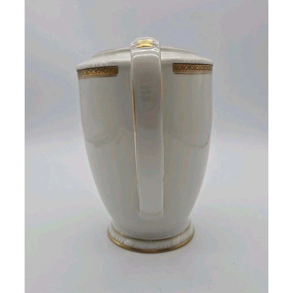 Rorstrand Sweden Porcelain Pitcher Fine China White & Gold Trim 6.5